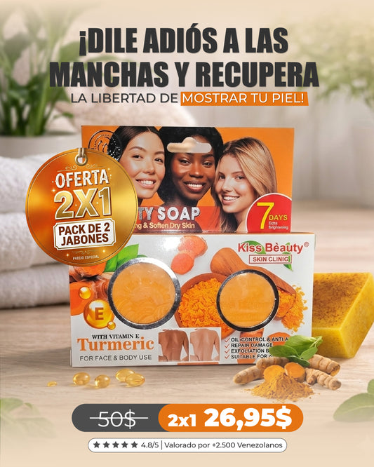 2 X 1 CLARUX JABÓN DE CÚRCUMA |  ELIMINA MANCHAS Y ACNÉ - TRATAMIENTO DESPIGMENTANTE